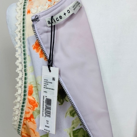 NWT Alice + Olive orange floral ruffle dress 12 - Picture 8 of 8